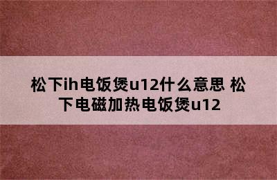 松下ih电饭煲u12什么意思 松下电磁加热电饭煲u12